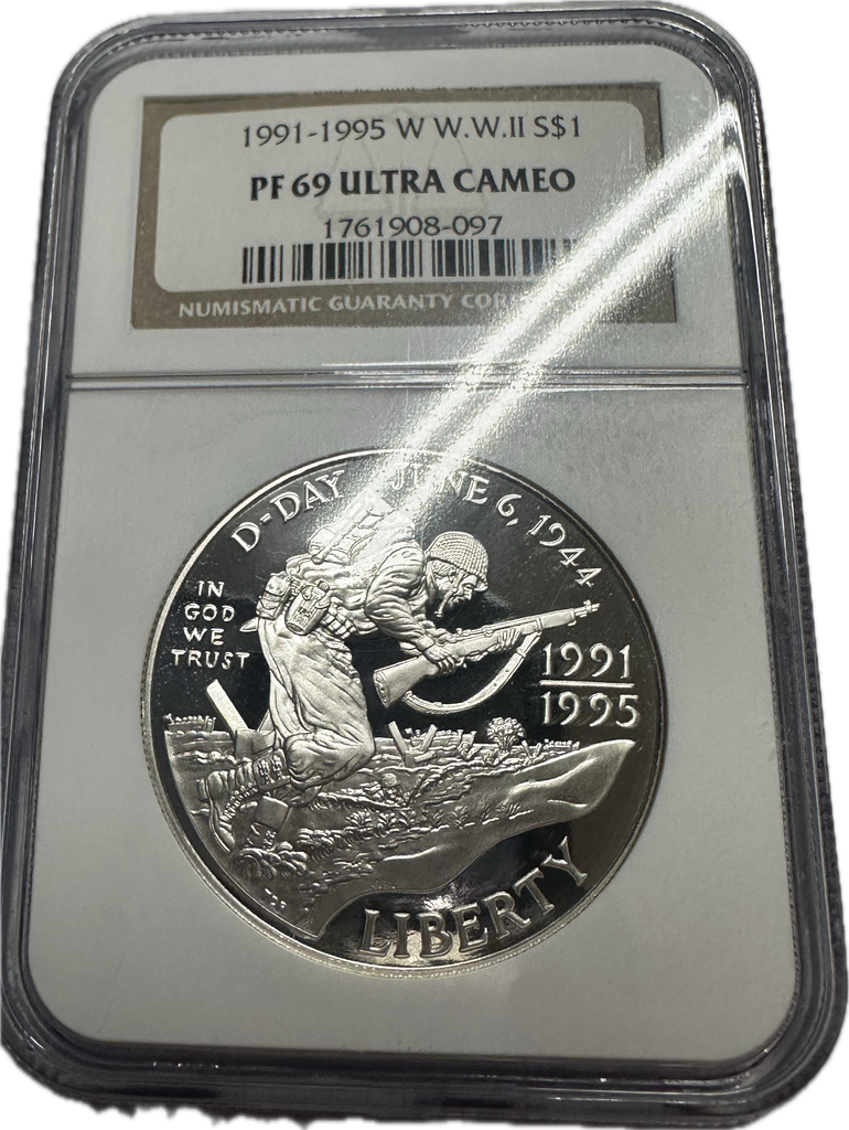 1991/1995 W.W. II D-Day Commemorative Silver Dollar