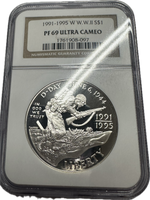 1991/1995 W.W. II D-Day Commemorative Silver Dollar