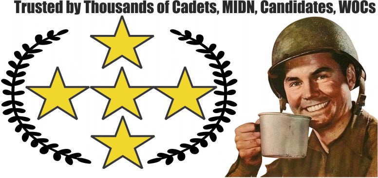 Banner displaying 5 Star review rating. Also, the iconoic image of a WW2 GI lifting a canteen cup up as if to take a drink, while having a big grin.